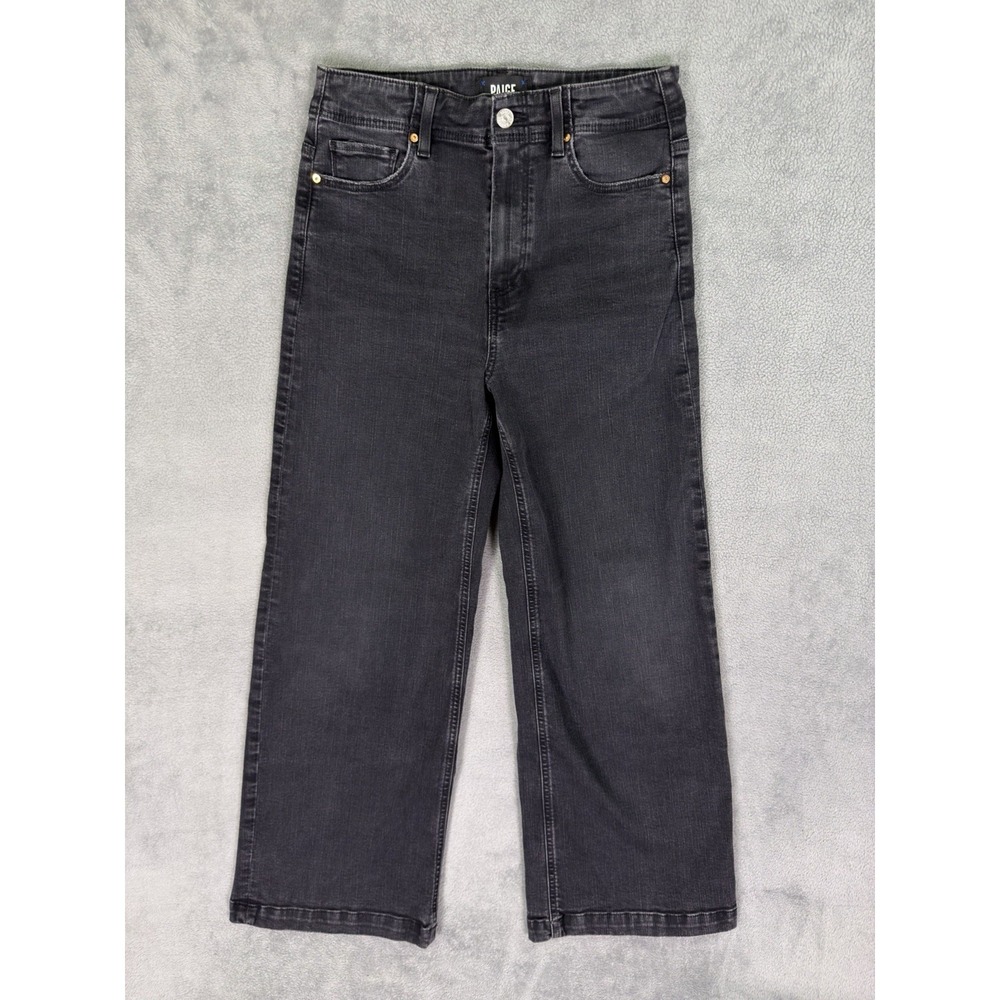 Paige Jeans Womens 27 Black Willow Denim Anessa Wide Leg High Rise Stretch - Picture 1 of 10